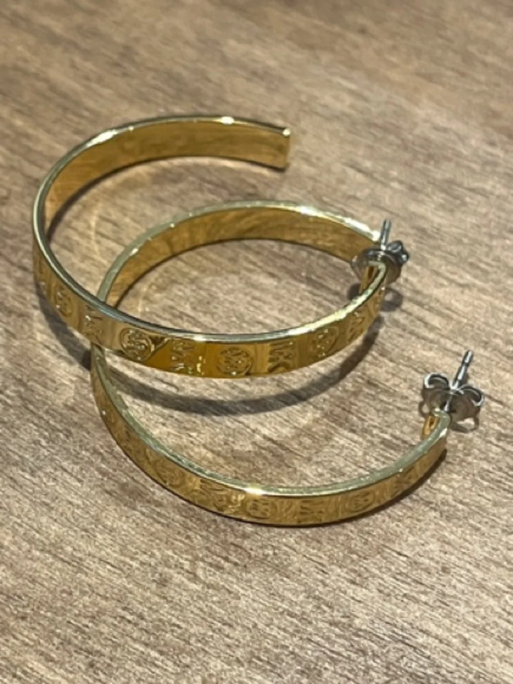 Michael Kors Two-Tone MK Logo Hoop Earrings - Gold & Silver